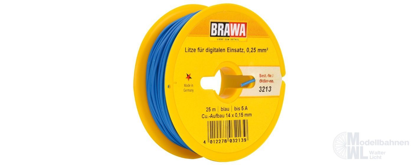 3210 - 3213 Brawa 3213 - Einzelader 0,25 qmm blau 25 Meter